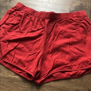 Madewell brick red pull on shorts